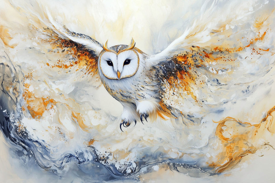 Premium Textil-Leinwand Die Eule – Wächterin des Wissens und der Nacht