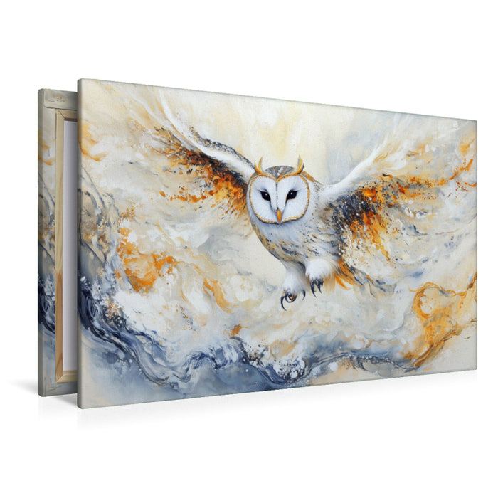 Premium Textil-Leinwand Die Eule – Wächterin des Wissens und der Nacht