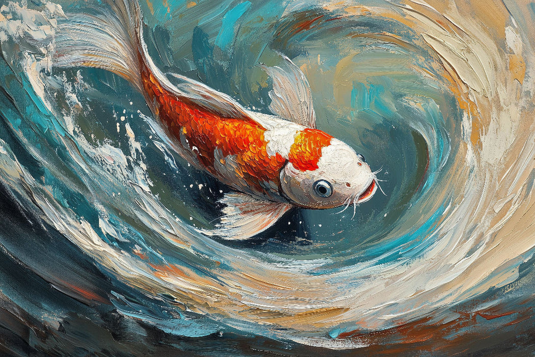 Premium Textil-Leinwand Fische gleiten wie Gedankenströme durch Leinwände