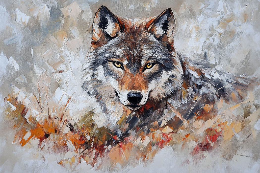 Premium Textil-Leinwand Wölfe schreien in der Kunst für Freiheit und Familie