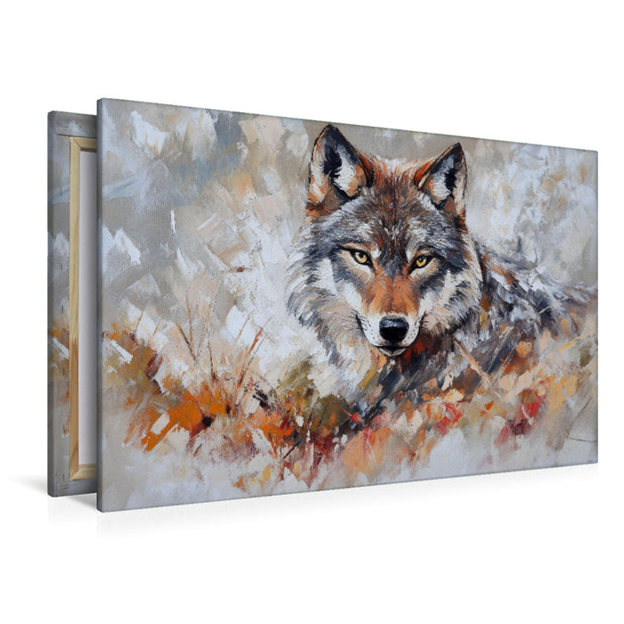 Premium Textil-Leinwand Wölfe schreien in der Kunst für Freiheit und Familie