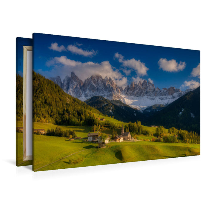 Premium Textil-Leinwand St. Magdalena (Villnöss, Dolomiten, Südtirol)