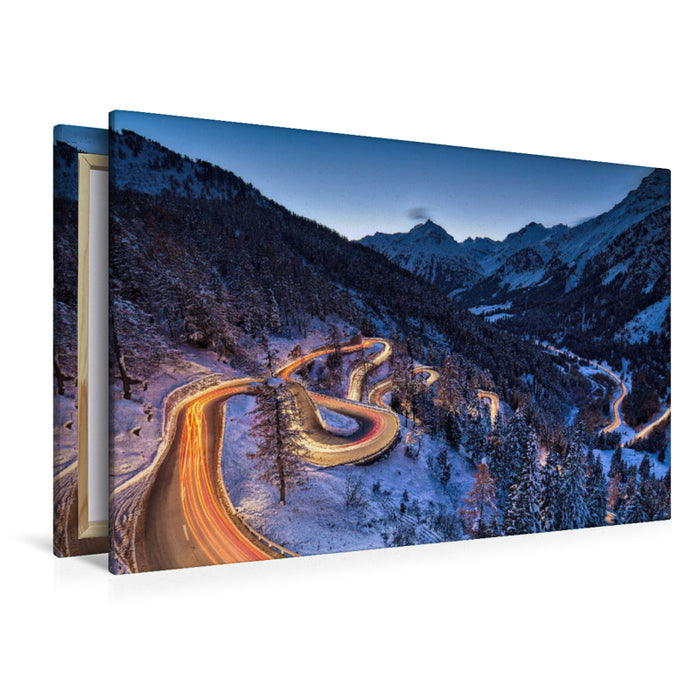 Premium Textil-Leinwand Maloja-Schlange (Maloja, Engadin, Schweiz)
