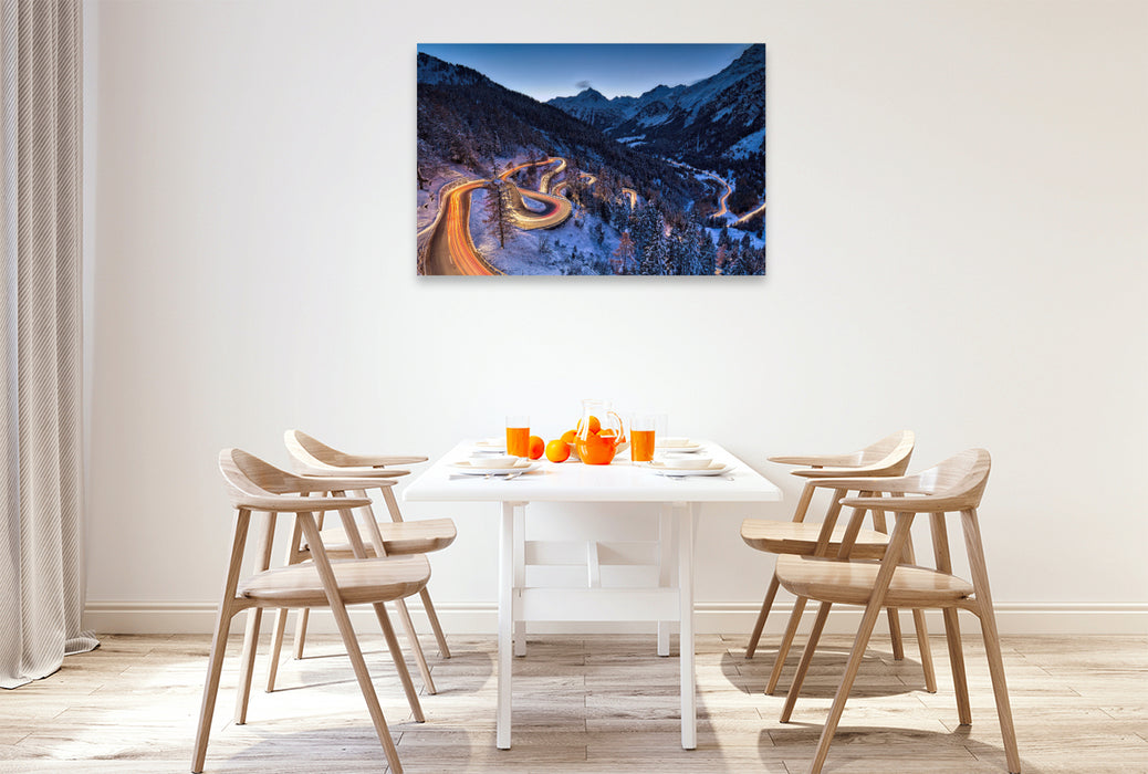 Premium Textil-Leinwand Maloja-Schlange (Maloja, Engadin, Schweiz)