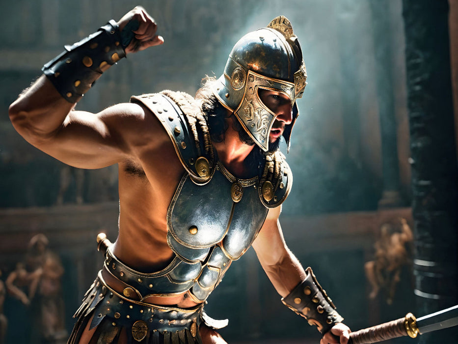 Gladiator in Siegespose mit Rüstung und Schwert - CALVENDO Foto-Puzzle'