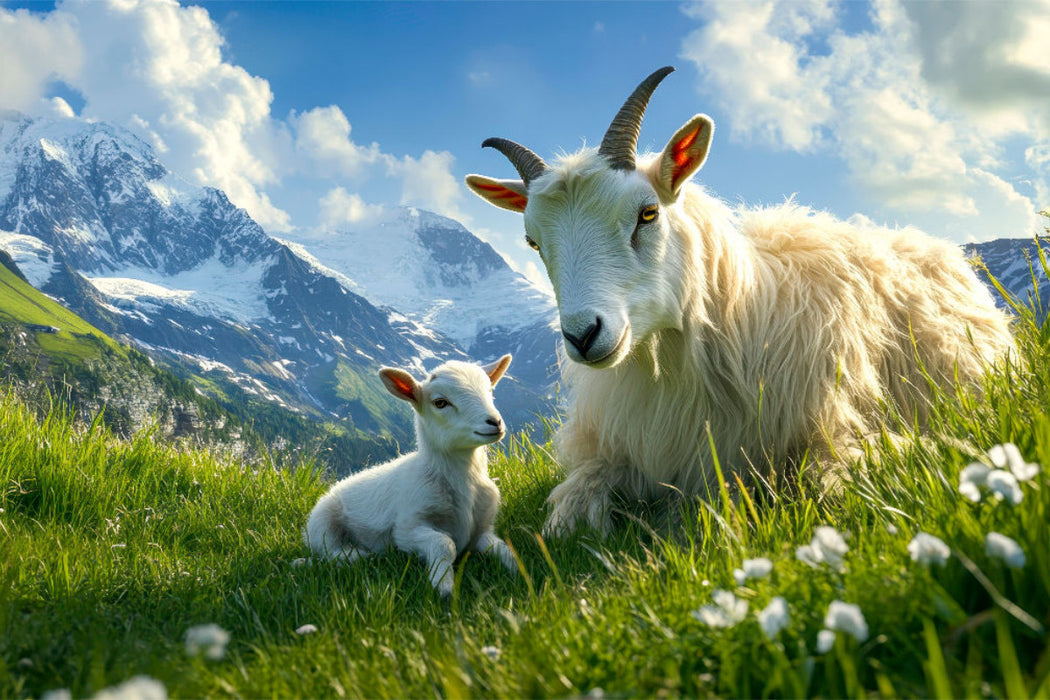 Premium Textil-Leinwand Ziegen