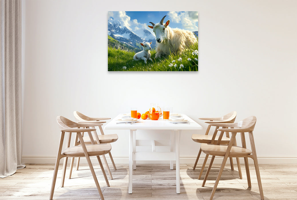 Premium Textil-Leinwand Ziegen