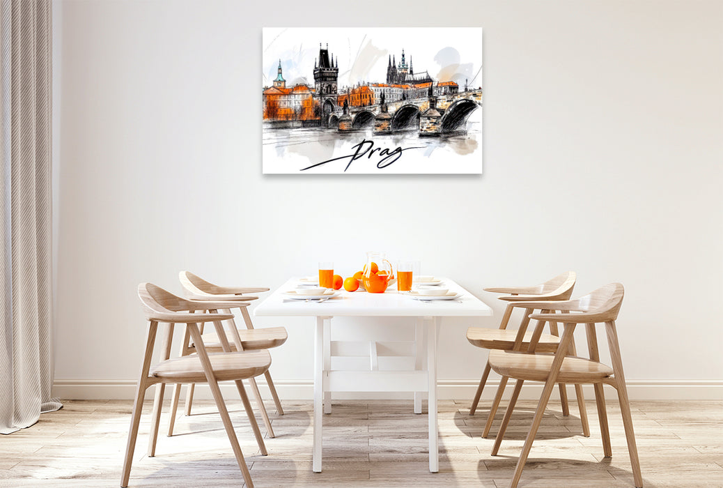 Premium Textil-Leinwand Prag