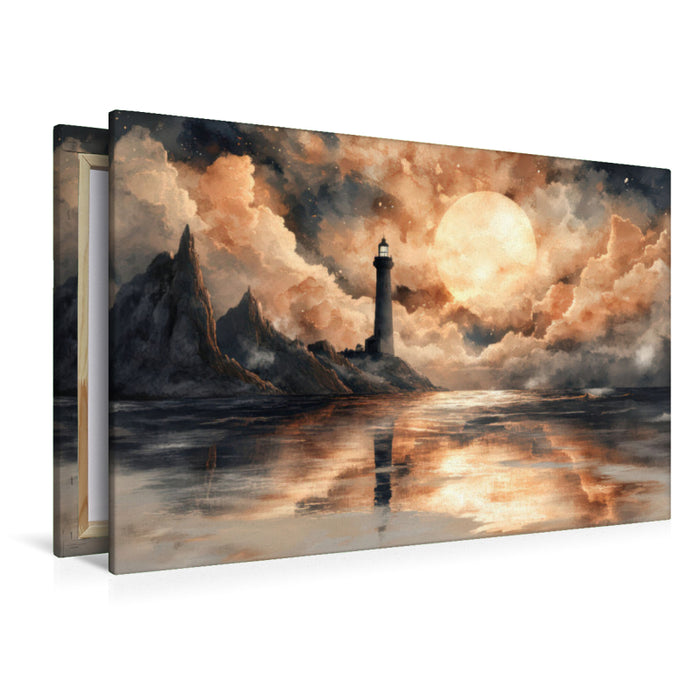 Premium Textil-Leinwand Küstenwächter in der Nacht