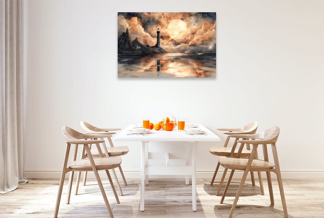 Premium Textil-Leinwand Küstenwächter in der Nacht