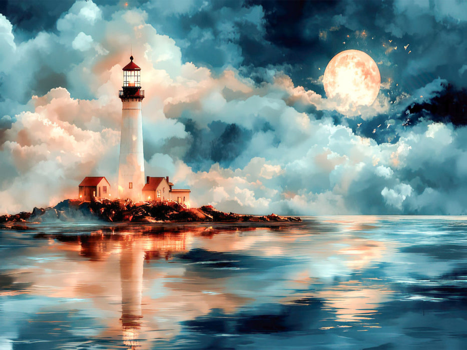 Leuchtturm im Mondschein - CALVENDO Foto-Puzzle'