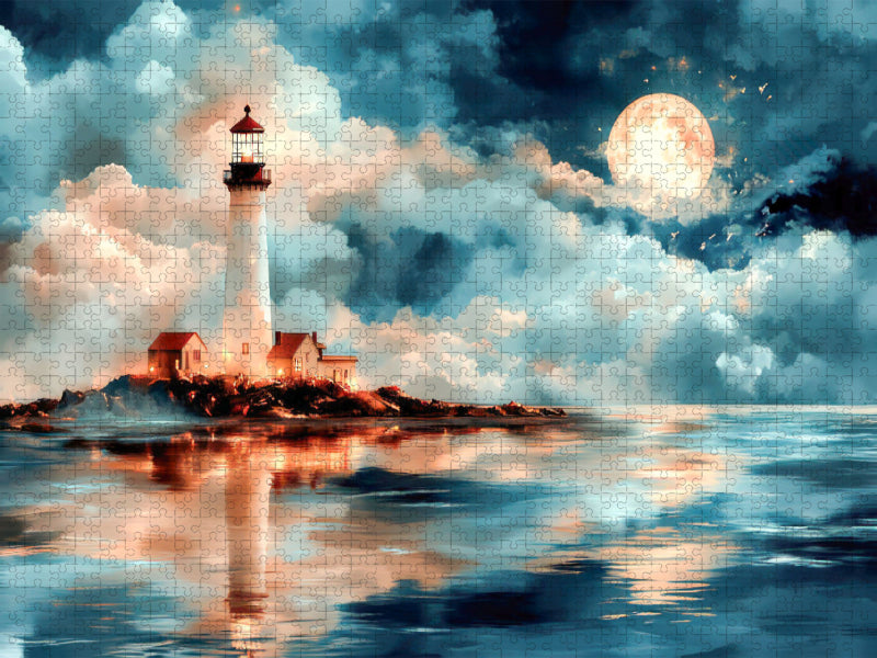 Leuchtturm im Mondschein - CALVENDO Foto-Puzzle'