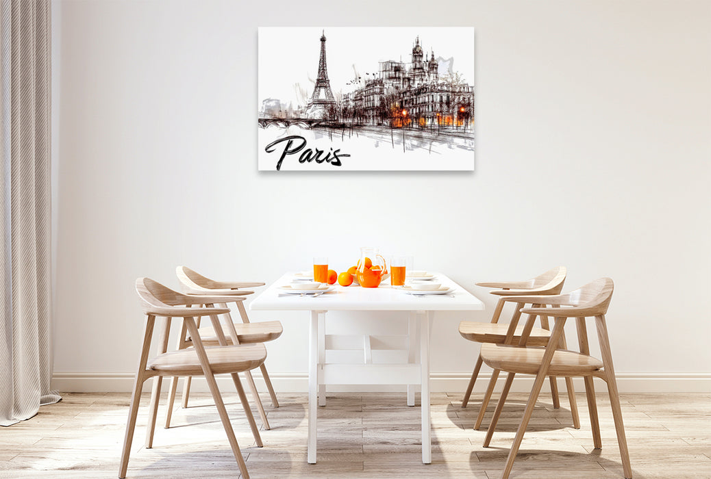 Premium Textil-Leinwand Paris