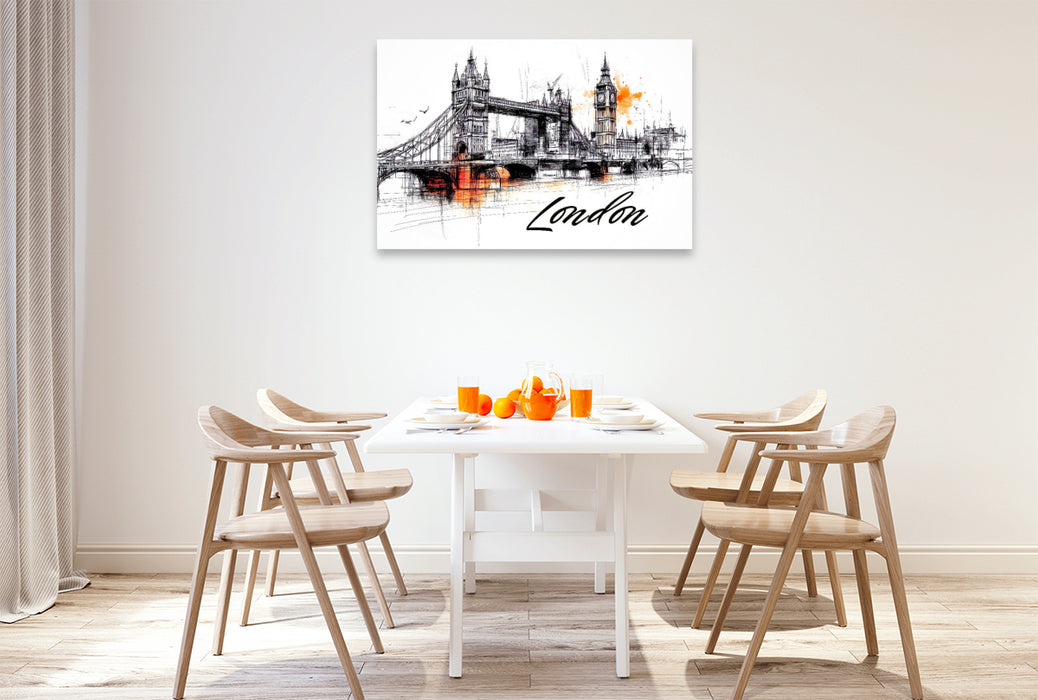 Premium Textil-Leinwand London