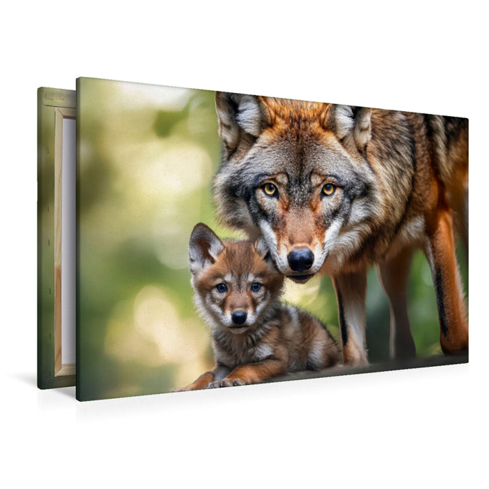 Premium Textil-Leinwand Wölfe