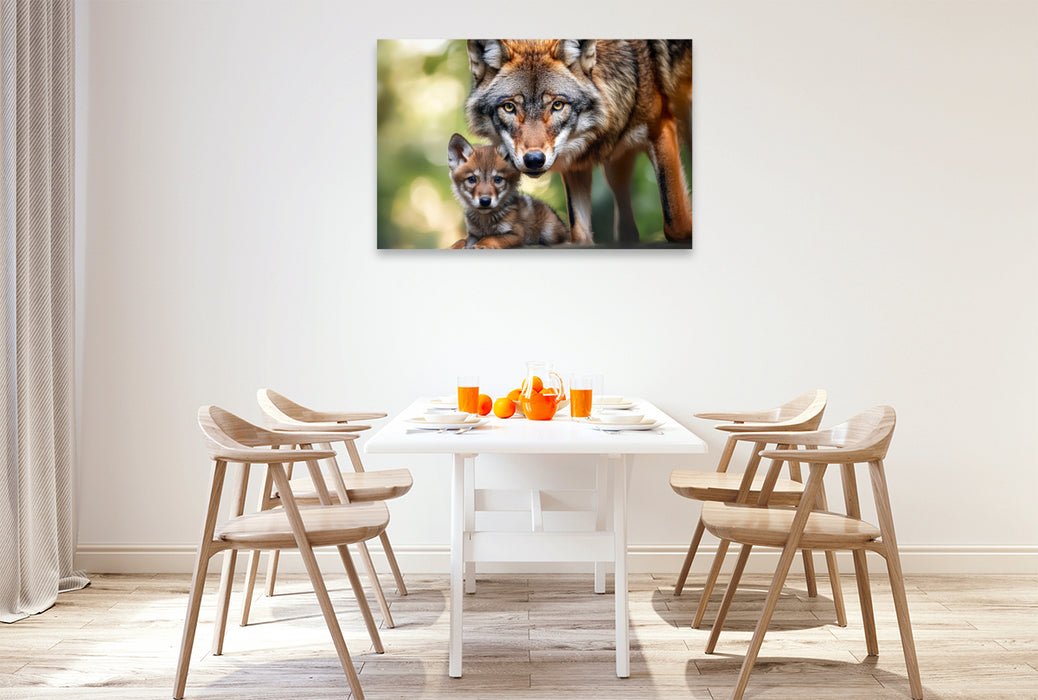 Premium Textil-Leinwand Wölfe