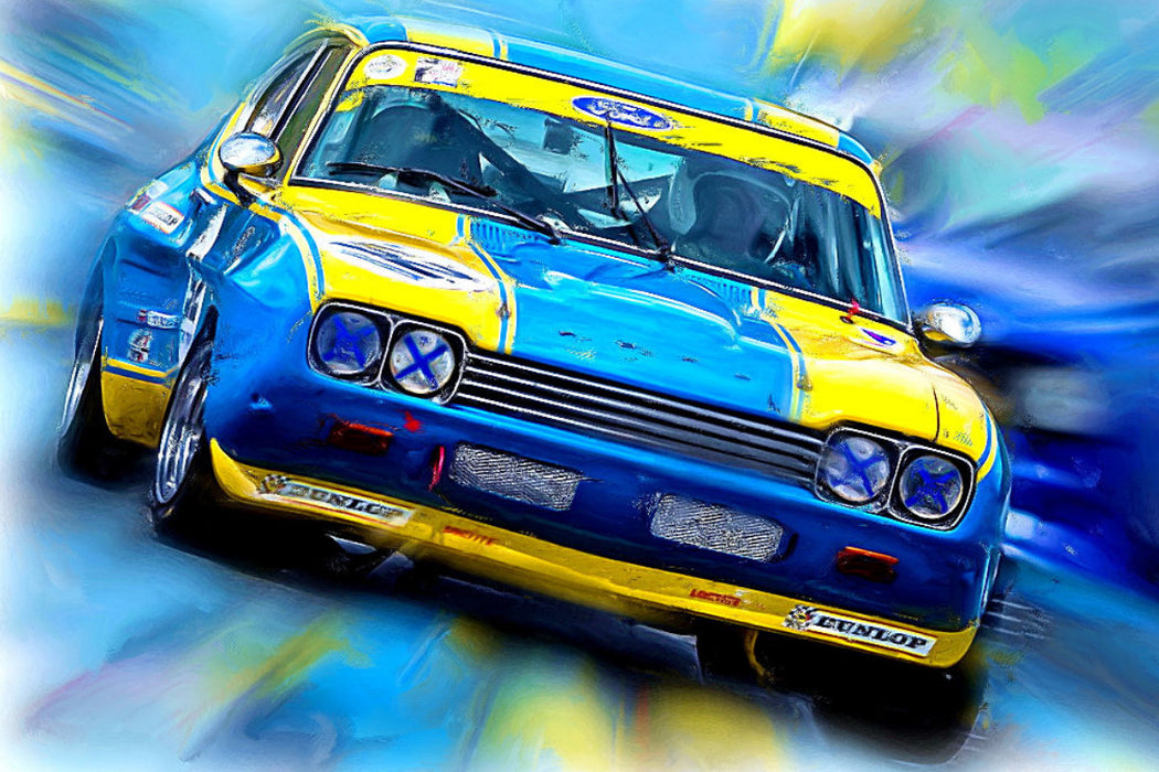 Premium Textil-Leinwand Ford Capri in Art
