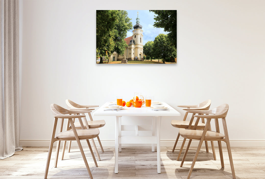 Premium Textil-Leinwand Dorfkirche Meseberg, Brandenburg