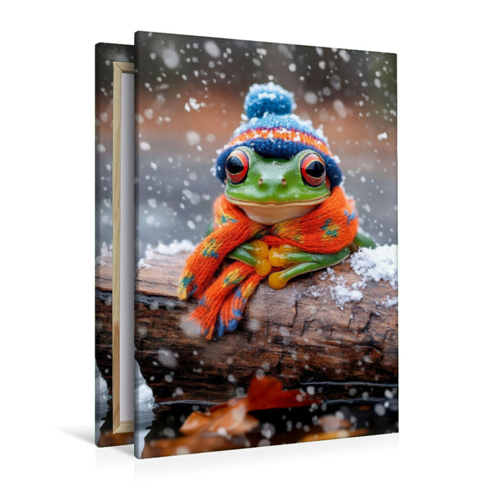 Premium Textil-Leinwand Frösche