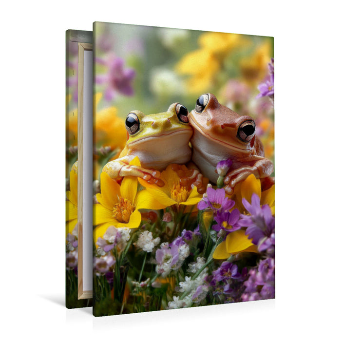 Premium Textil-Leinwand Frösche