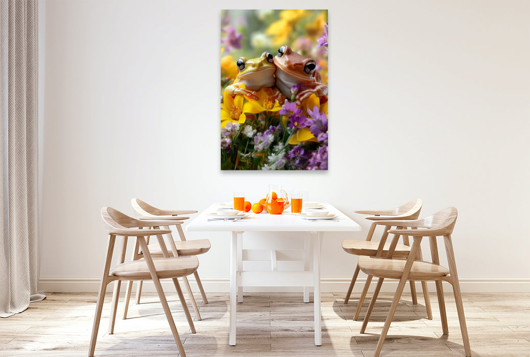 Premium Textil-Leinwand Frösche