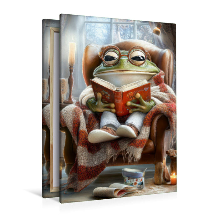 Premium Textil-Leinwand Frösche