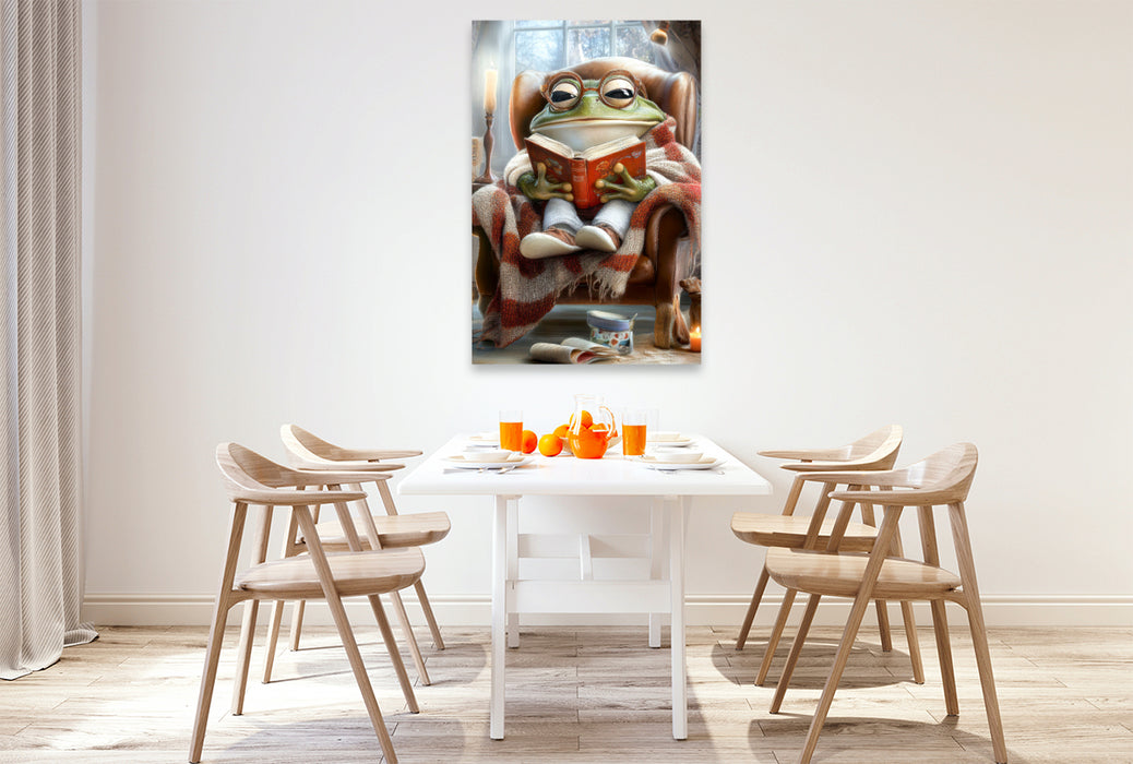 Premium Textil-Leinwand Frösche
