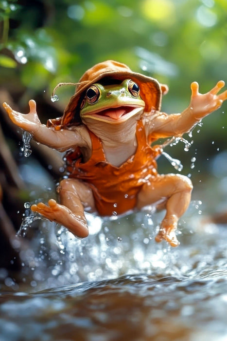 Premium Textil-Leinwand Frösche