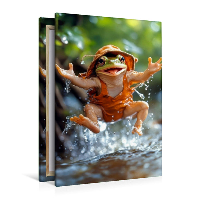 Premium Textil-Leinwand Frösche