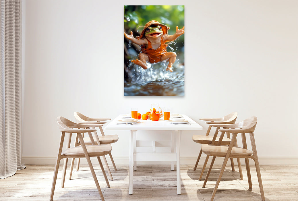 Premium Textil-Leinwand Frösche