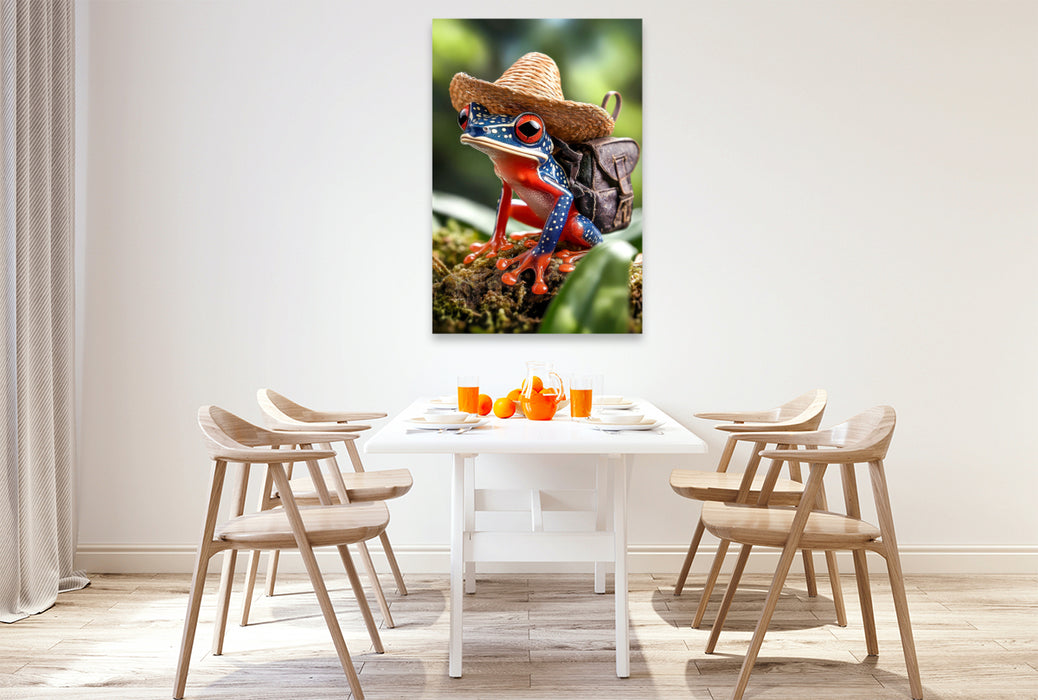 Premium Textil-Leinwand Frösche