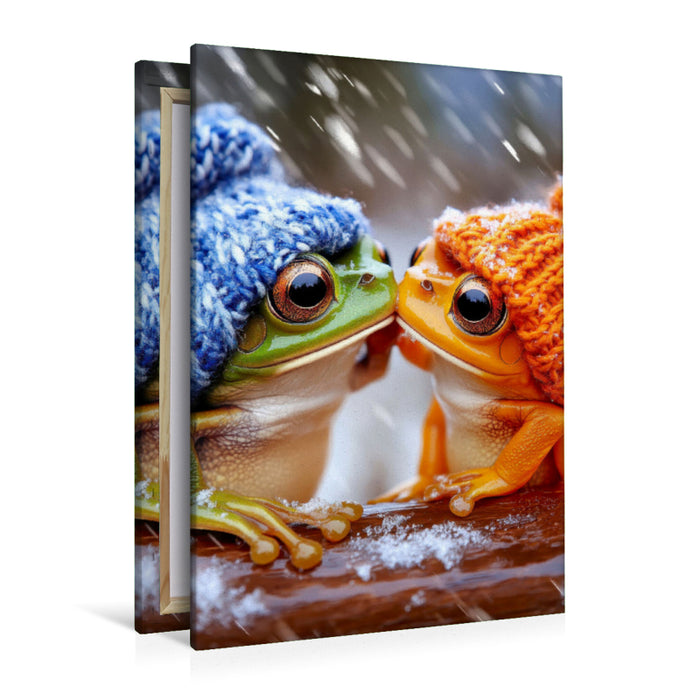 Premium Textil-Leinwand Frösche