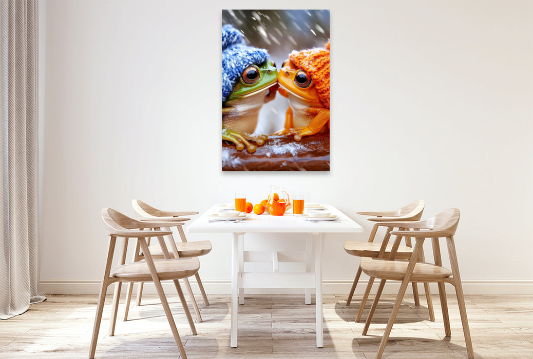 Premium Textil-Leinwand Frösche