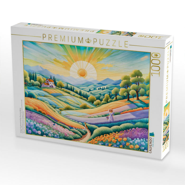 Farbige Hügellandschaft bei Sonnenaufgang - CALVENDO Foto-Puzzle'