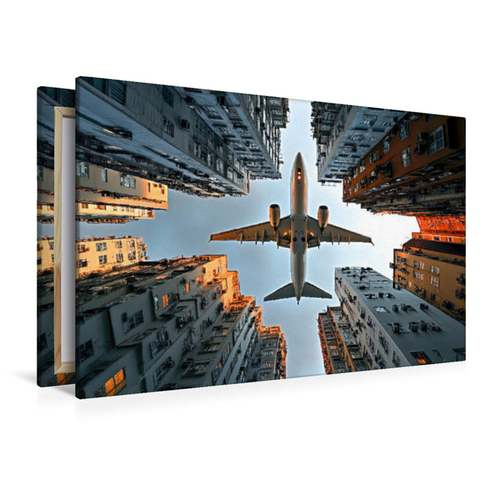 Premium Textil-Leinwand Flugzeug