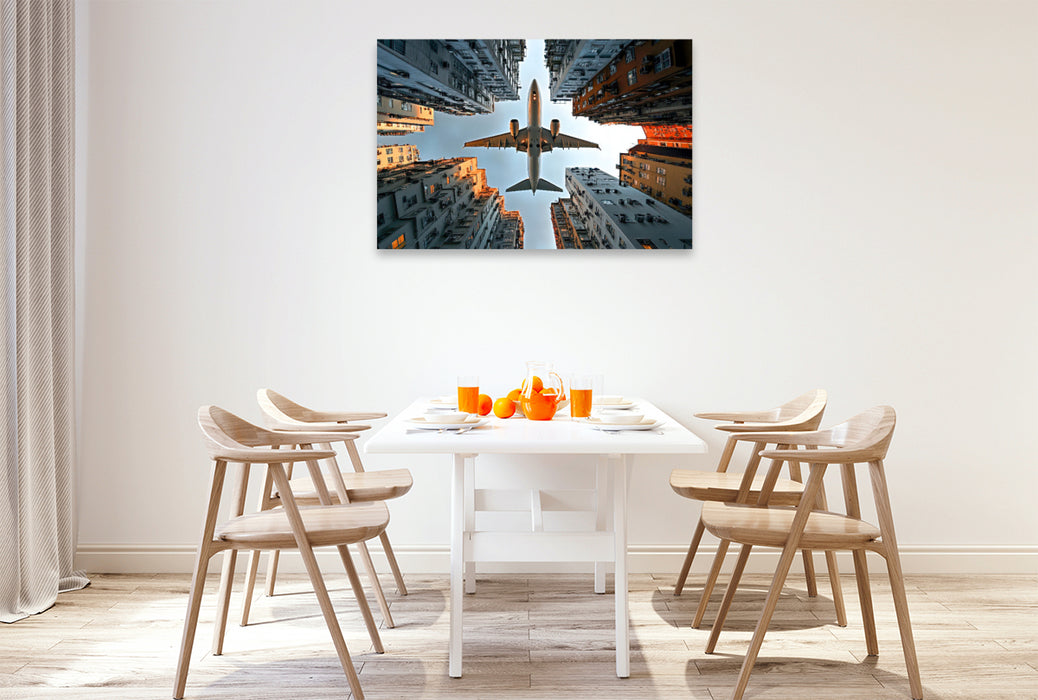 Premium Textil-Leinwand Flugzeug