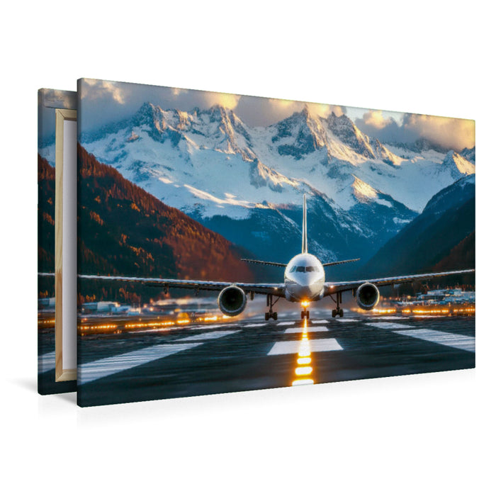 Premium Textil-Leinwand Flugzeug