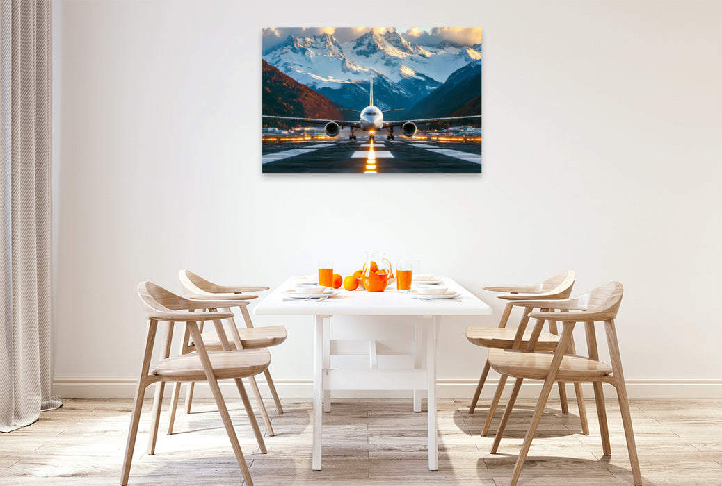 Premium Textil-Leinwand Flugzeug