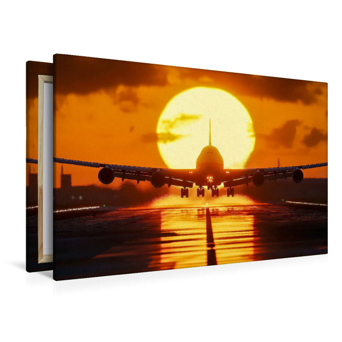 Premium Textil-Leinwand Flugzeug