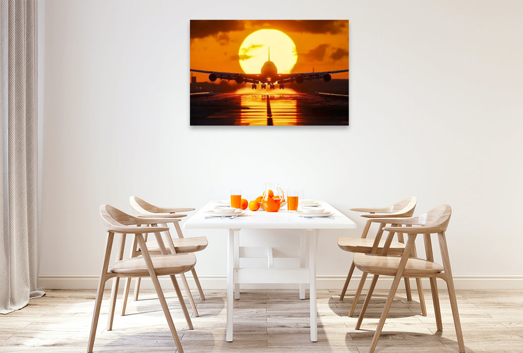 Premium Textil-Leinwand Flugzeug