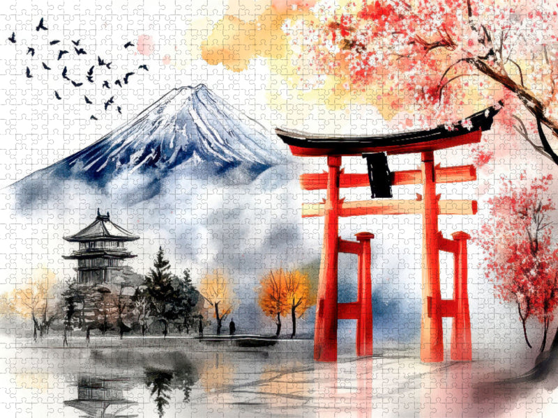 Fuji und Torii - Japan - CALVENDO Foto-Puzzle'
