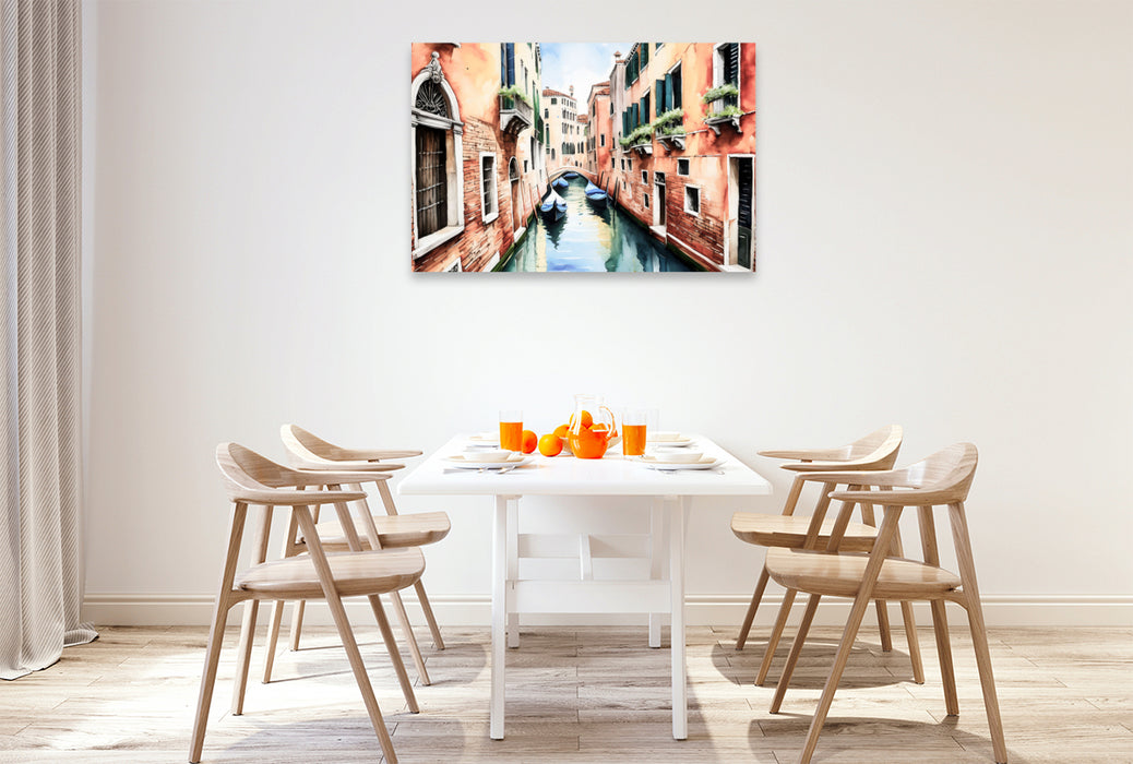 Premium Textil-Leinwand Kanal in Venedig