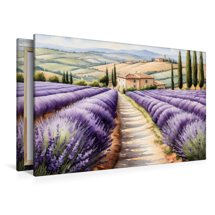 Premium Textil-Leinwand Lavendelfelder in der Toscana