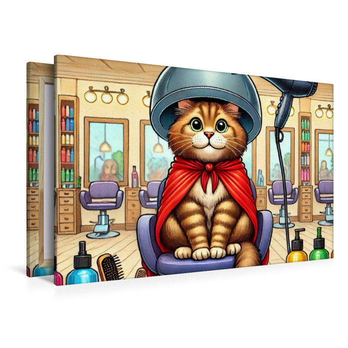 Premium Textil-Leinwand Katzen-Glamour