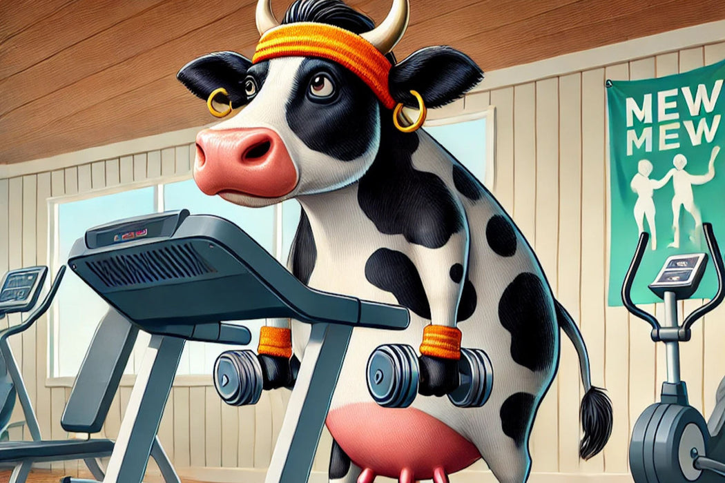Premium Textil-Leinwand Kuh im Fitnessstudio