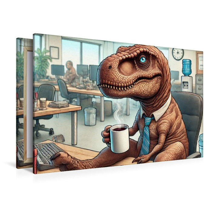 Premium Textil-Leinwand Dino im Büro