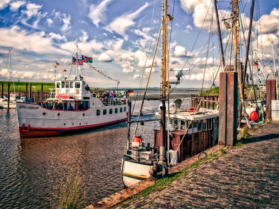 Der Dangaster Hafen mit der Etta von Dangast - CALVENDO Foto-Puzzle'