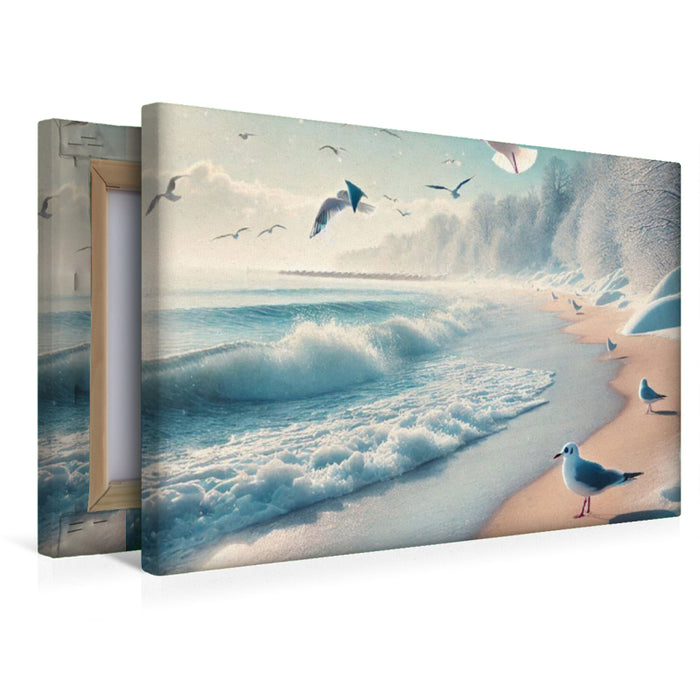 Premium Textil-Leinwand Kälte und Schnee in einer Meeresbucht