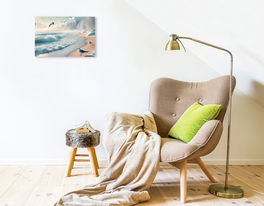 Premium Textil-Leinwand Kälte und Schnee in einer Meeresbucht