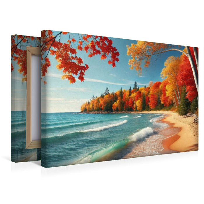 Premium Textil-Leinwand Herbstmoment am Meer